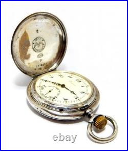 Pocket Watch LONGINES Hunter 7 Grands Prix Case Silver 50mm Circa 1920 Working