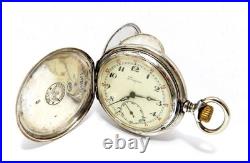 Pocket Watch LONGINES Hunter 7 Grands Prix Case Silver 50mm Circa 1920 Working