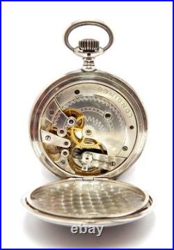 Pocket Watch LONGINES Hunter 7 Grands Prix Case Silver 50mm Circa 1920 Working