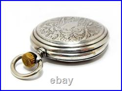 Pocket Watch LONGINES Hunter 7 Grands Prix Case Silver 50mm Circa 1920 Working