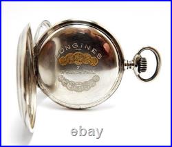 Pocket Watch LONGINES Hunter 7 Grands Prix Case Silver 50mm Circa 1920 Working