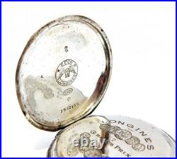 Pocket Watch LONGINES Hunter 7 Grands Prix Case Silver 50mm Circa 1920 Working