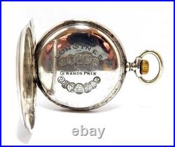 Pocket Watch LONGINES Hunter 7 Grands Prix Case Silver 50mm Circa 1920 Working