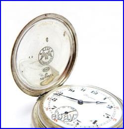 Pocket Watch LONGINES Hunter 7 Grands Prix Case Silver 50mm Circa 1920 Working