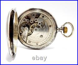Pocket Watch LONGINES Hunter 7 Grands Prix Case Silver 50mm Circa 1920 Working