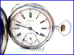Pocket Watch LONGINES Hunter Cal 18.50 Case Silver 50mm Circa 1920 Working