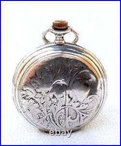 Pocket Watch LONGINES Hunter Cal 18.50 Case Silver 50mm Circa 1920 Working