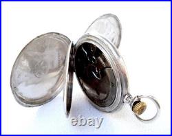 Pocket Watch LONGINES Hunter Cal 18.50 Case Silver 50mm Circa 1920 Working