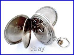 Pocket Watch LONGINES Hunter Cal 18.50 Case Steekl 51mm Circa 1915 Working