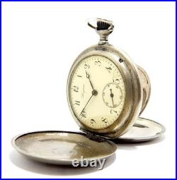 Pocket Watch LONGINES Hunter Cal 18.50 Case Steel 51mm Circa 1910 Working