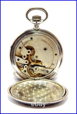 Pocket Watch LONGINES Hunter Dial Porcelain Case Silver 50mm Circa 1915 Working