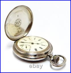 Pocket Watch LONGINES Hunter Dial Porcelain Case Silver 50mm Circa 1915 Working