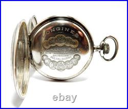 Pocket Watch LONGINES Hunter Dial Porcelain Case Silver 50mm Circa 1915 Working