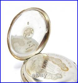 Pocket Watch LONGINES Hunter Dial Porcelain Case Silver 50mm Circa 1915 Working