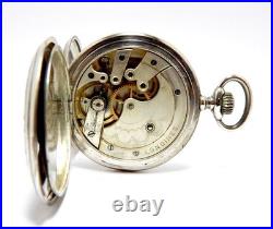 Pocket Watch LONGINES Hunter Dial Porcelain Case Silver 50mm Circa 1915 Working