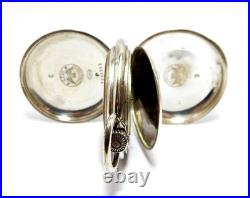 Pocket Watch LONGINES Hunter Dial Porcelain Case Silver 50mm Circa 1915 Working