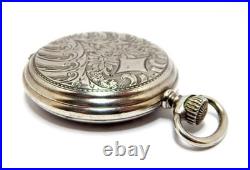 Pocket Watch LONGINES Hunter Dial Porcelain Case Silver 50mm Circa 1915 Working