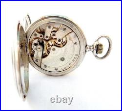 Pocket Watch LONGINES Hunter Dial Porcelain Case Silver 50mm Circa 1920 Working
