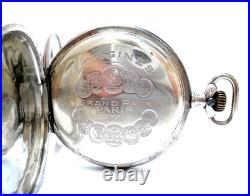 Pocket Watch LONGINES Hunter Dial Porcelain Case Silver 52mm Circa 1900 Working