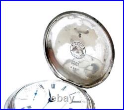 Pocket Watch LONGINES Hunter Dial Porcelain Case Silver 52mm Circa 1900 Working