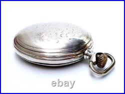 Pocket Watch LONGINES Hunter Dial Porcelain Case Silver 52mm Circa 1900 Working