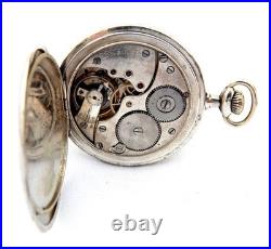 Pocket Watch LONGINES Hunter Grands Prix Cal 18.80 Case Silver 48mm Working 1915
