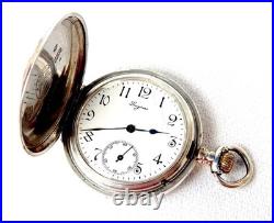 Pocket Watch LONGINES Hunter Grands Prix Case Silver 50mm Circa 1905 Working