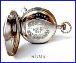 Pocket Watch LONGINES Hunter Grands Prix Case Silver 50mm Circa 1905 Working