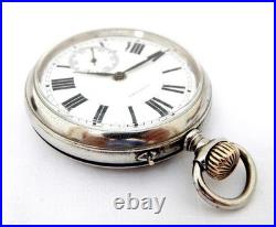 Pocket Watch LONGINES Open Face Cal 20.52 Case Steel Huge 55mm 1905c Working