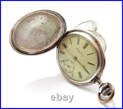 Pocket Watch LONGUEVE Hunter Hand Winding Circa 1910 Case Silver 50mm Working