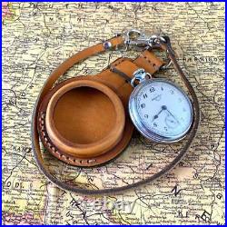 Pocket Watch Leather Case 50-57mm New Genuine Military High Quality Vintage AAA