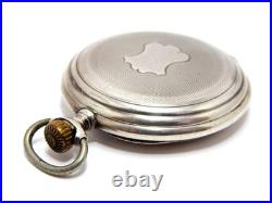 Pocket Watch Longines Hunter Dial Porcelain Case Silver 50mm 1925c Needs Review