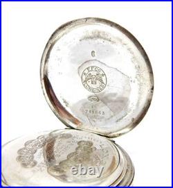 Pocket Watch Longines Hunter Grands Prix Case Silver 51mm Glass Missing Working