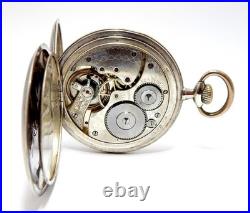 Pocket Watch Longines Hunter Grands Prix Case Silver 51mm Glass Missing Working