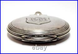 Pocket Watch Longines Hunter Grands Prix Case Silver 51mm Glass Missing Working