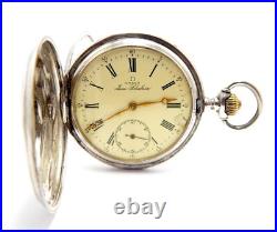 Pocket Watch OMEGA Hunter Grand Prix Paris Circa 1915 Case Silver 52mm Working