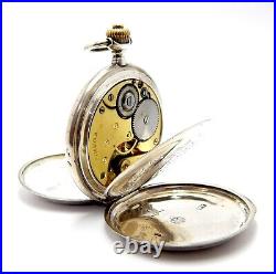Pocket Watch OMEGA Hunter Grand Prix Paris Circa 1915 Case Silver 52mm Working