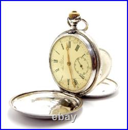 Pocket Watch OMEGA Hunter Grand Prix Paris Circa 1915 Case Silver 52mm Working
