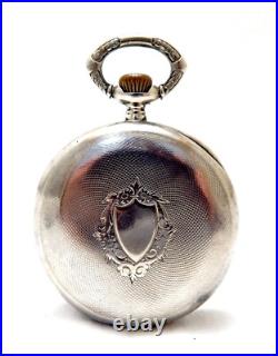 Pocket Watch OMEGA Open Face Art Deco Dial Porcelain Case Silver 51mm Working