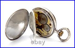 Pocket Watch OMEGA Open Face Art Deco Dial Porcelain Case Silver 51mm Working
