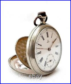 Pocket Watch OMEGA Open Face Dial Porcelain Circa 1910 Case Steel 53mm Working