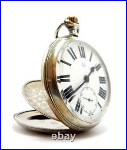 Pocket Watch OMEGA Open Face Railway Hand Winding Case Steel 55mm 1910c Working