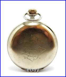 Pocket Watch OMEGA Open Face Railway Hand Winding Case Steel 55mm 1910c Working