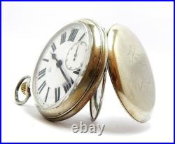 Pocket Watch OMEGA Open Face Railway Hand Winding Case Steel 55mm 1910c Working