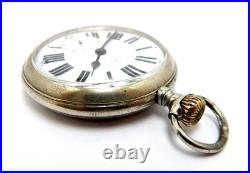 Pocket Watch OMEGA Open Face Railway Hand Winding Case Steel 55mm 1910c Working