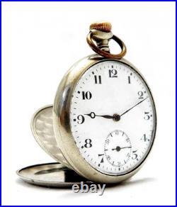 Pocket Watch ORTA Open Face Dial Porcelain Circa 1910 Case Steel 50mm Working