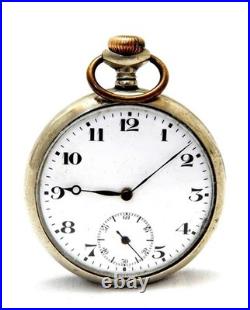 Pocket Watch ORTA Open Face Dial Porcelain Circa 1910 Case Steel 50mm Working