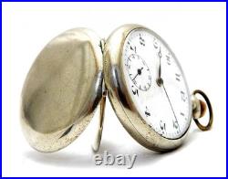 Pocket Watch ORTA Open Face Dial Porcelain Circa 1910 Case Steel 50mm Working