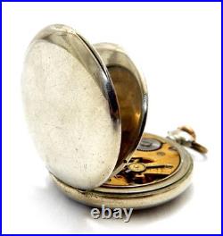 Pocket Watch ORTA Open Face Dial Porcelain Circa 1910 Case Steel 50mm Working