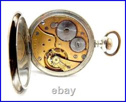 Pocket Watch ORTA Open Face Dial Porcelain Circa 1910 Case Steel 50mm Working